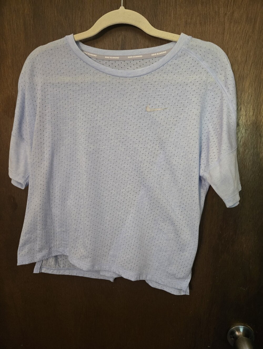 Nike Light Blue Perforated Short Sleeve Running Top Large